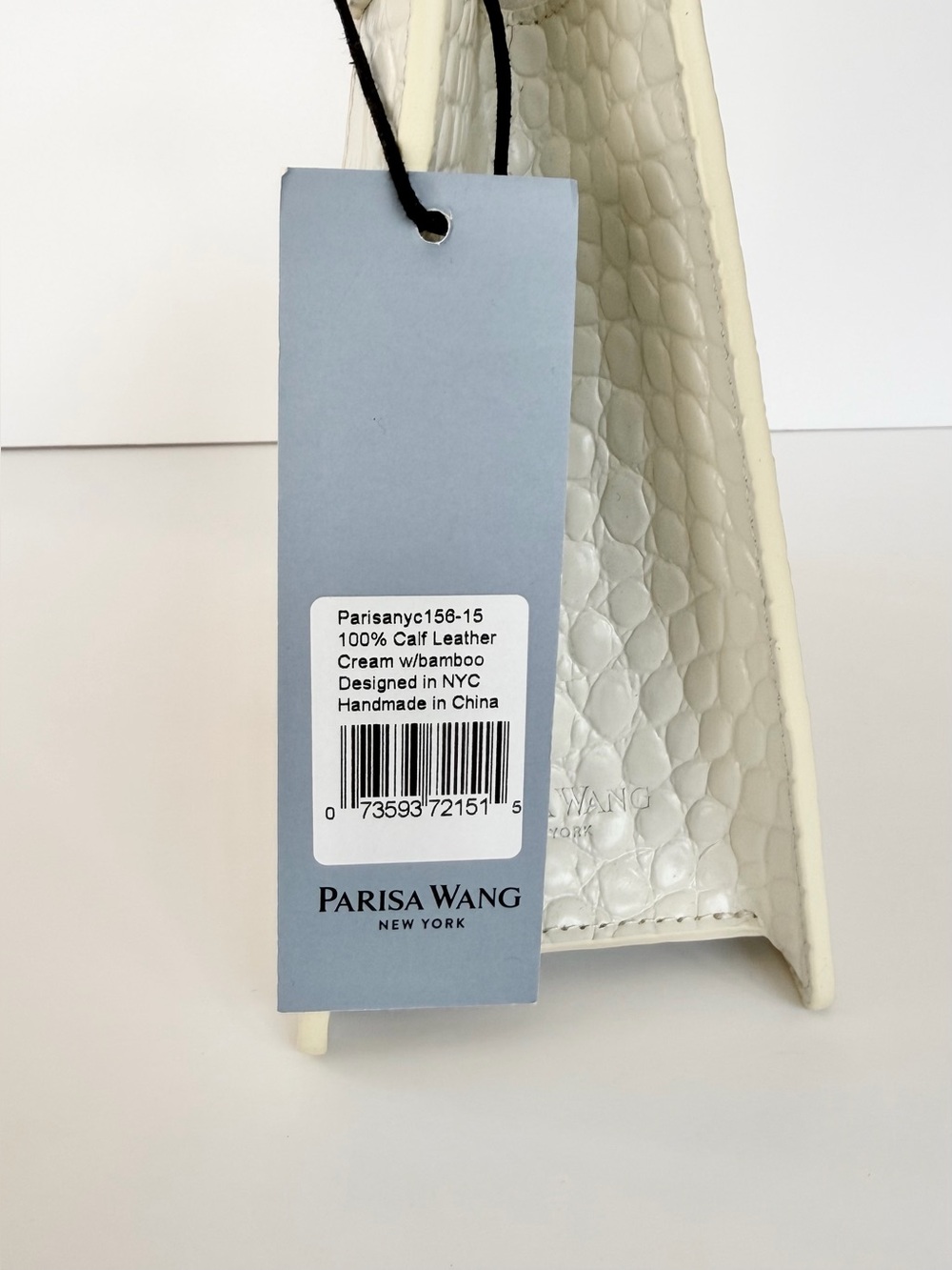 NWT Parisa Wang Bamboo Enchanted Top Handle Bag Cream w/ crossbody strap - Picture 9 of 11